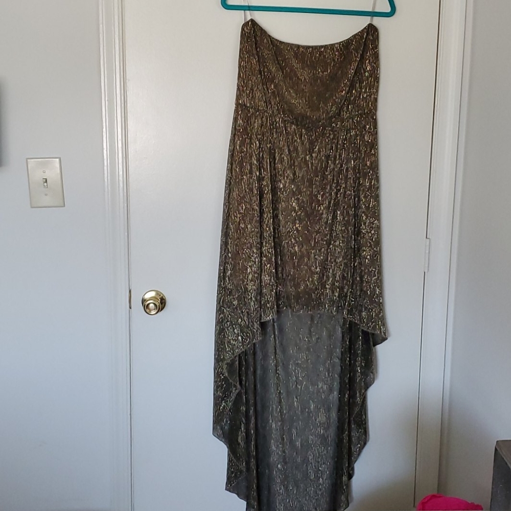 Strapless Gold High Low Dress 3x